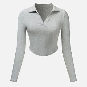 OGL Plantive™ Textured Knit Polo Longsleeve in Elephant (Light Grey) size S